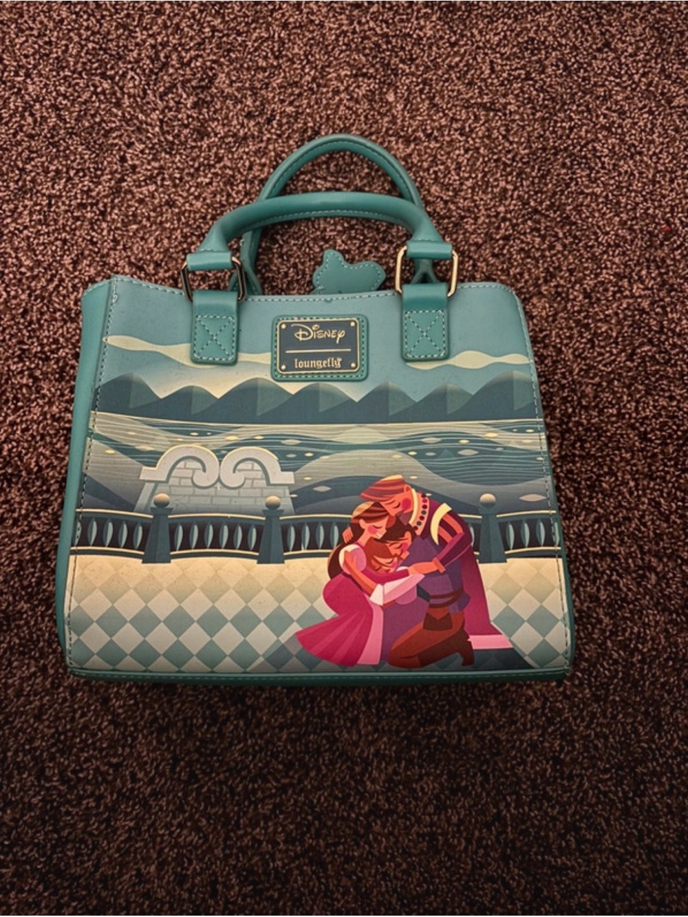 Loungefly Teal Disney Embracing Couple Mini Satchel